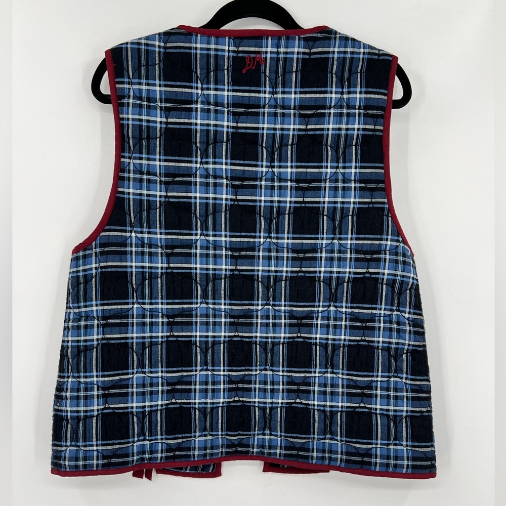 Damson Madder Anthropologie Alva Bow Gilet Vest Quilted Utility Blue Maroon 14 - Picture 14 of 16